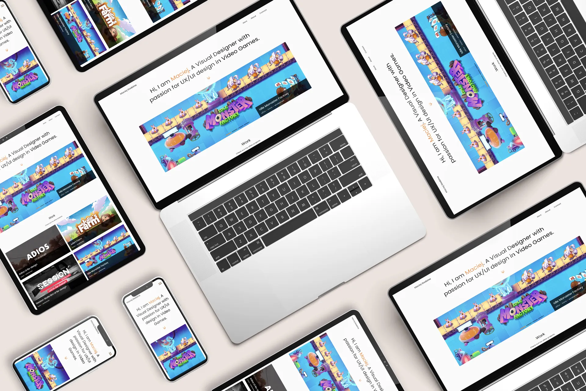 Maciej Godzina portfolio website mockup